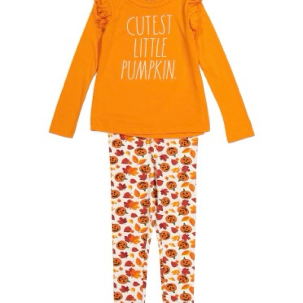 Rae Dunn girls cutest little pumpkin 2 piece set long sleeve with leggings